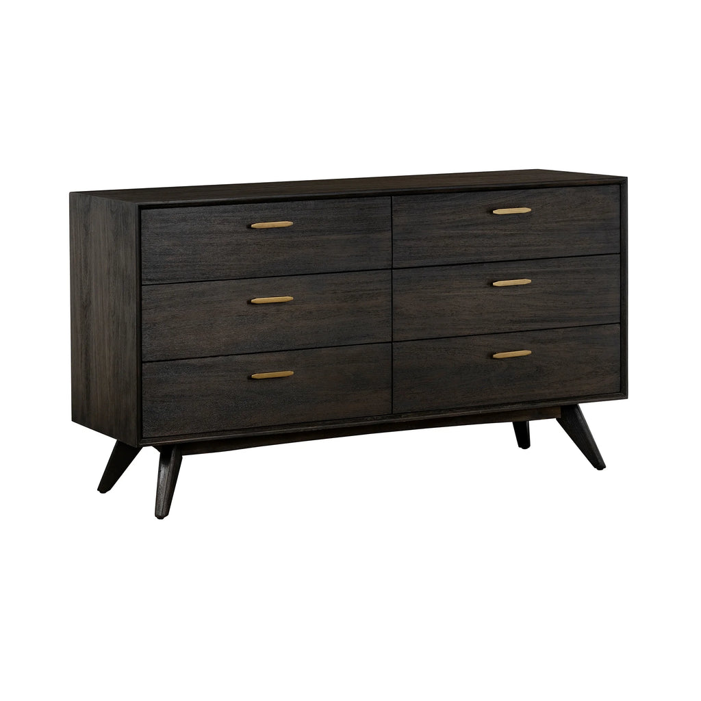 Brown Solid Wood Six Drawer Dresser G9154
