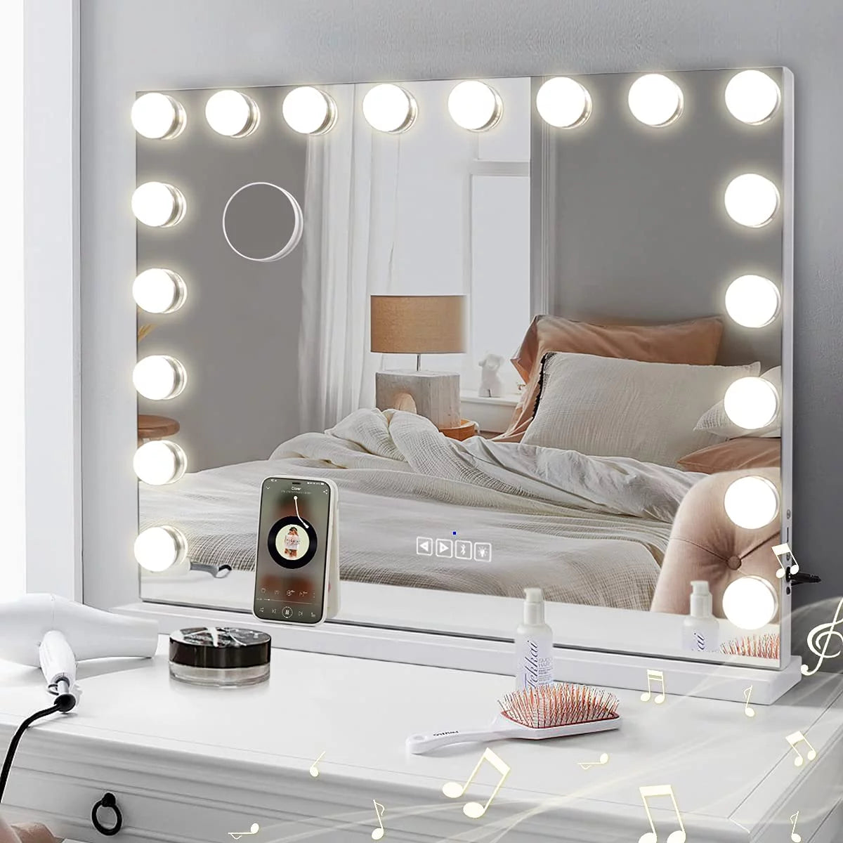 White 32"x 23" Lighted Vanity Mirror D31366
