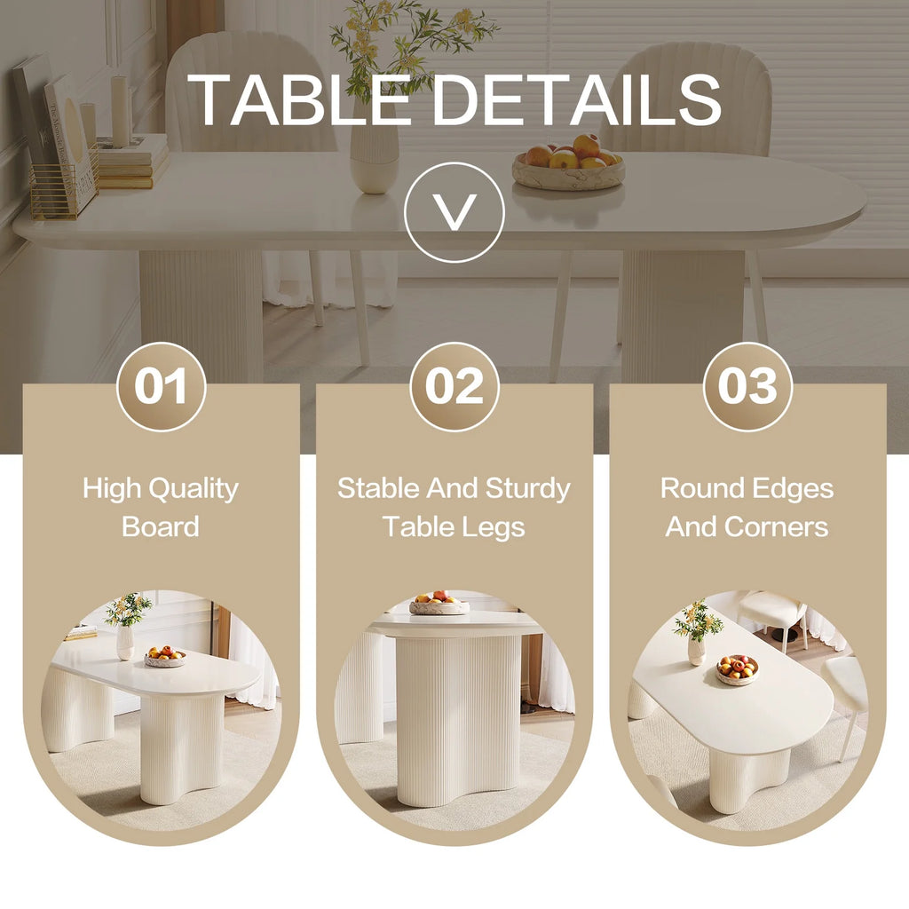 63'' Oval Dining Table Set of 7 with 6 Chairs J80944