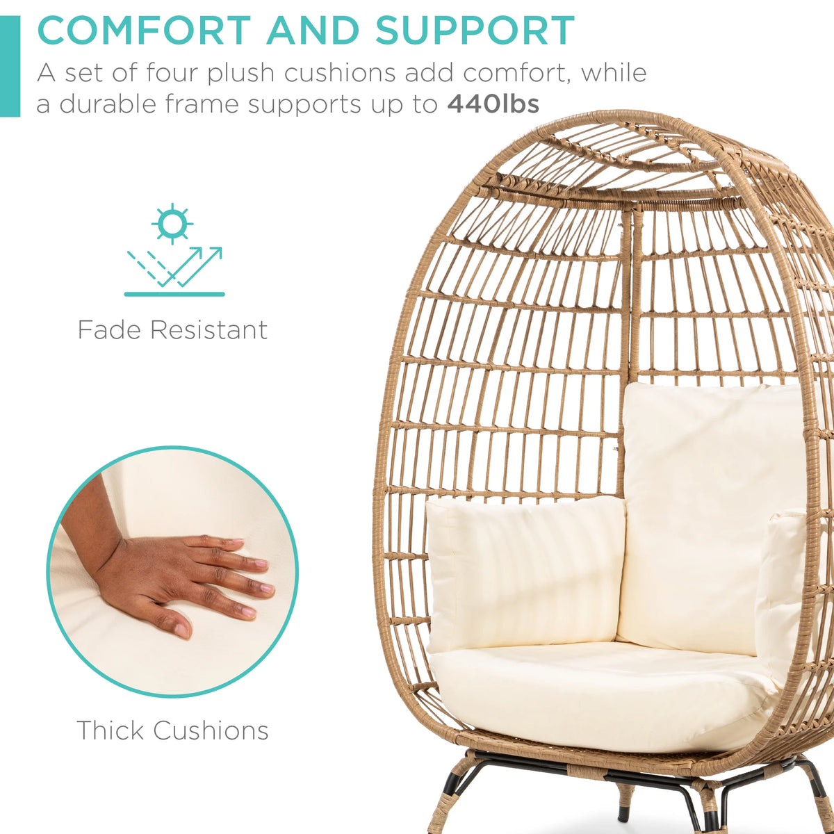 Oversized Wicker Egg Chair with Steel Frame W23260