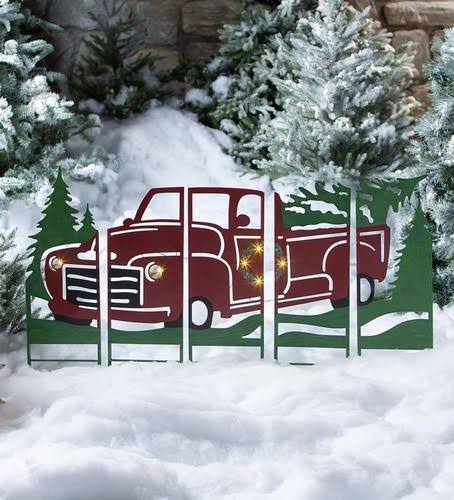 Red Set of 5 Lighted Landscape Panel Stakes O756457