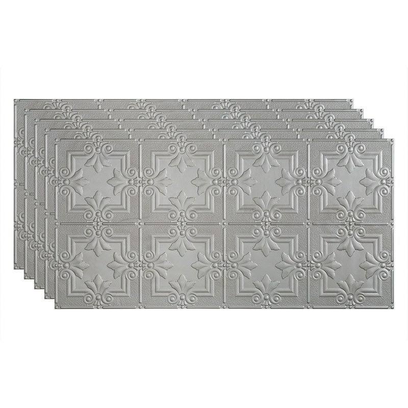 Argent Silver Decorative Vinyl Glue Up Ceiling Tile 5 Pack A8045