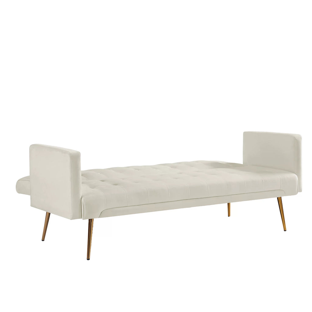 Velvet Convertible Sofa Bed with Metal Legs L566684