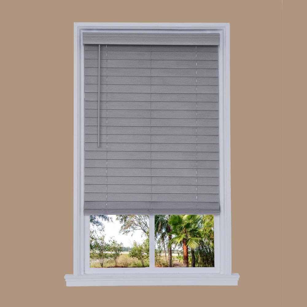 Cordless Gray Faux Wood Room Darkening Horizontal Blinds G324