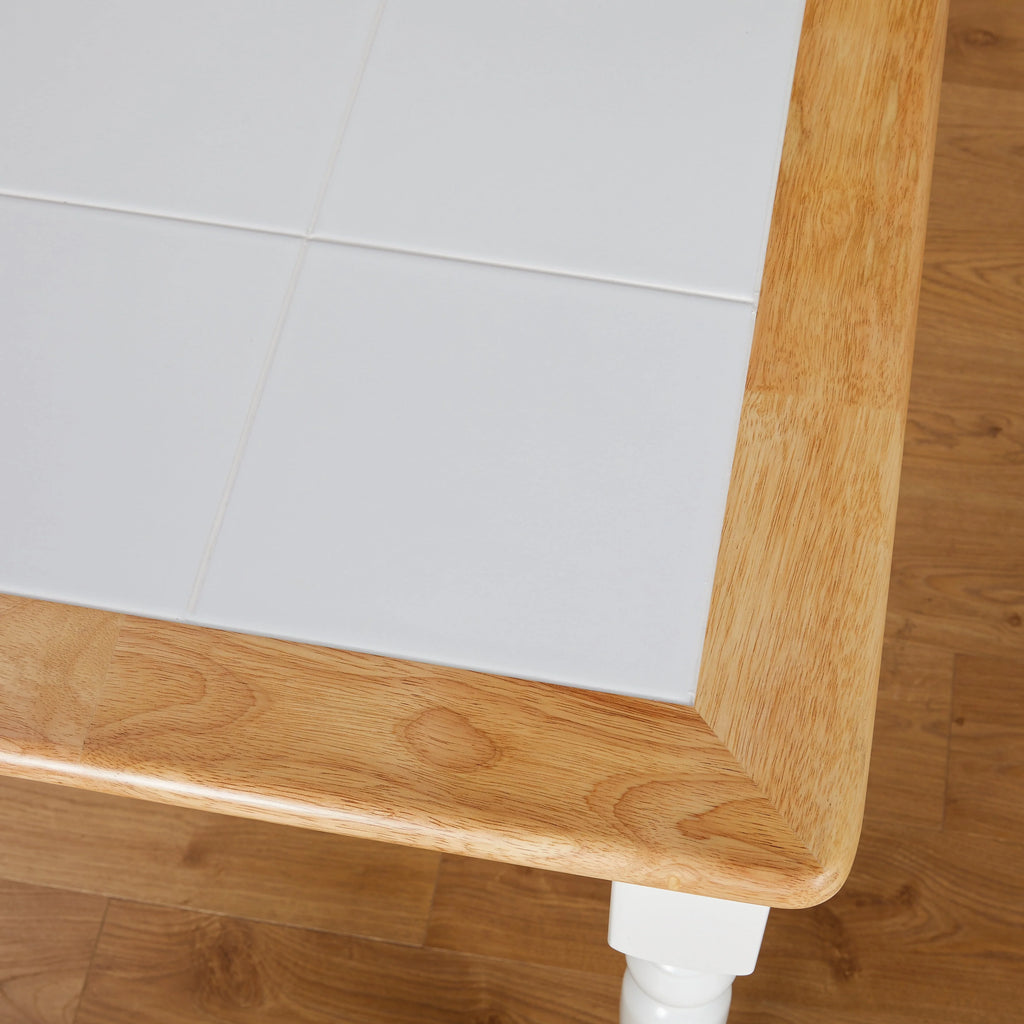 White Natural Tile Top Table W5353