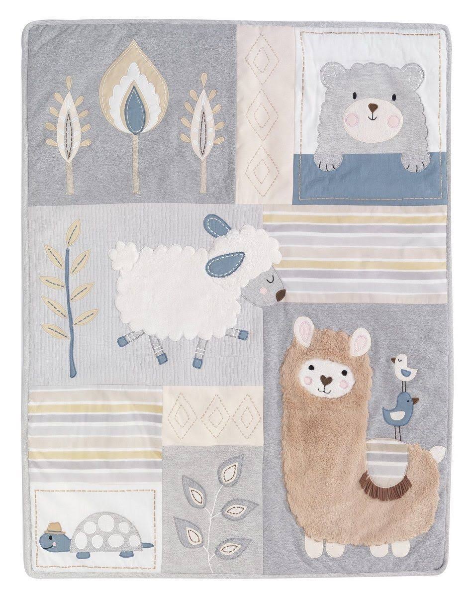4-Piece Crib Bedding Set, Blue/Grey O87696