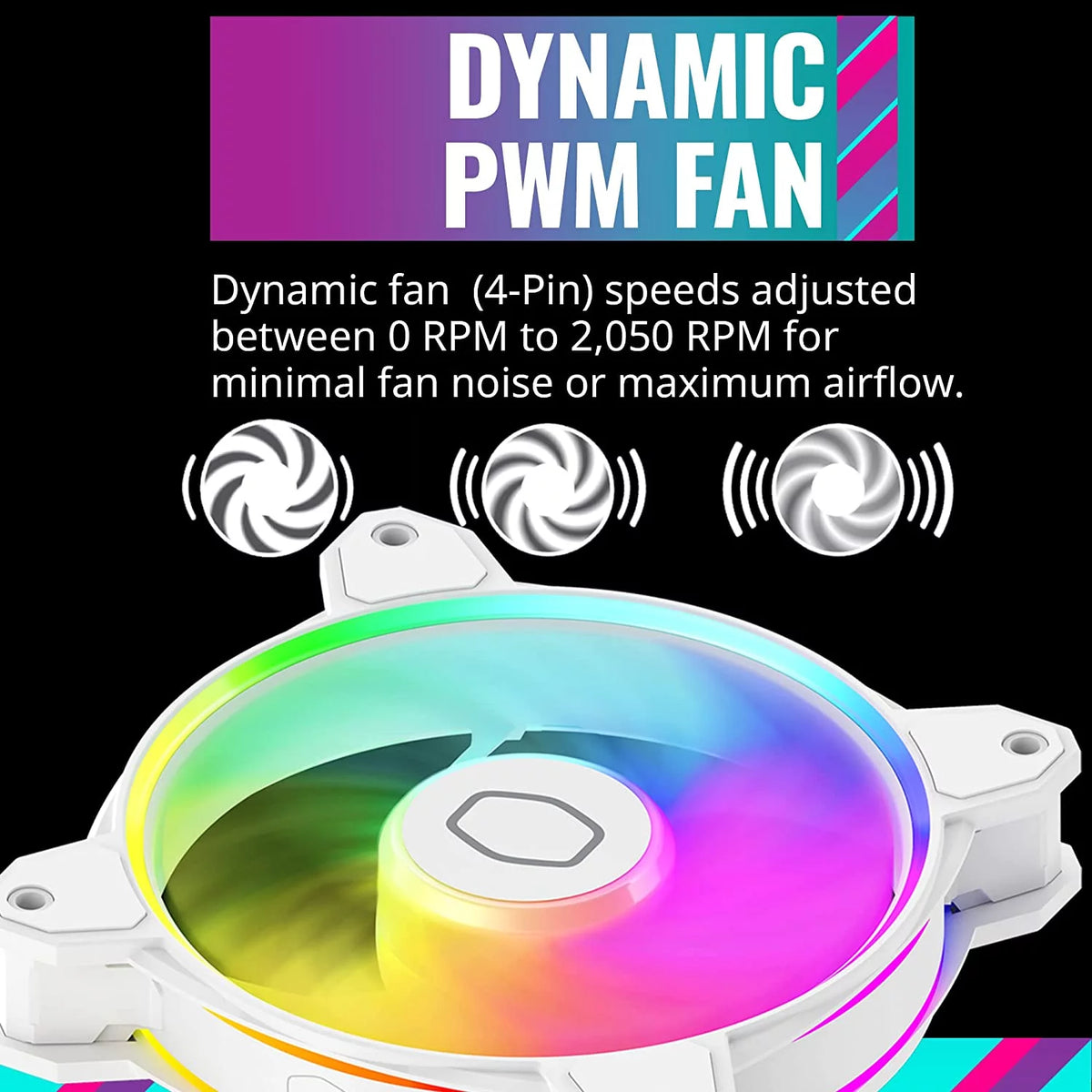 White 120mm ARGB PWM PC Case Fan A353467