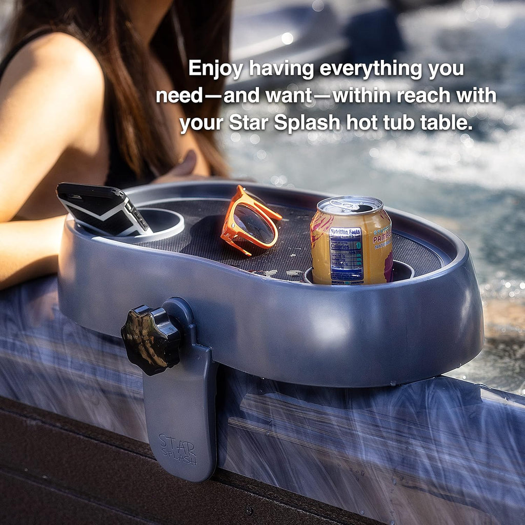 Adjustable Hot Tub Table Tray with Cup Holders J365733