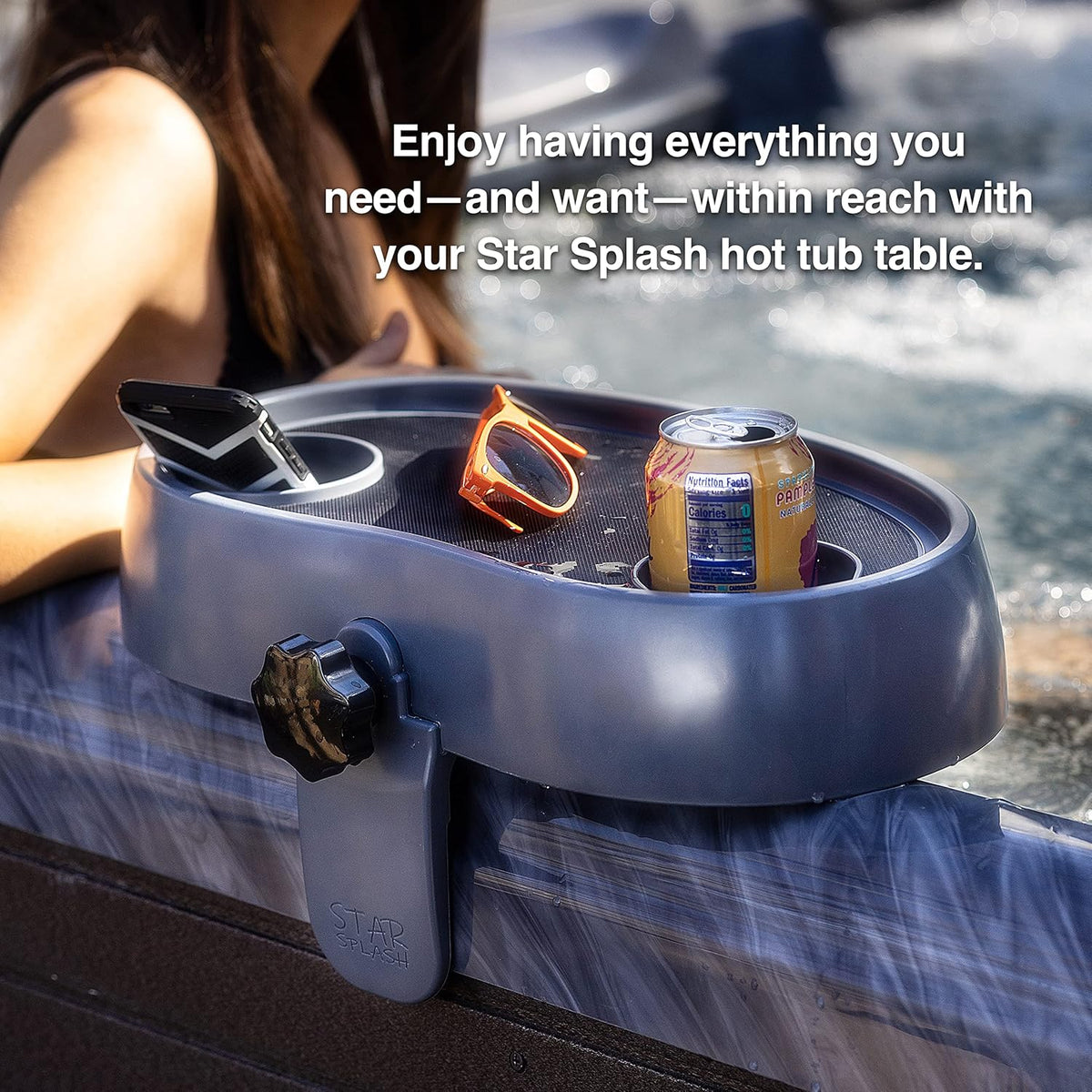 Adjustable Hot Tub Table Tray with Cup Holders J365733