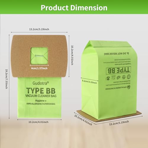 15 Pack Type BB Vacuum Bags with 3 Motor Filter D1964