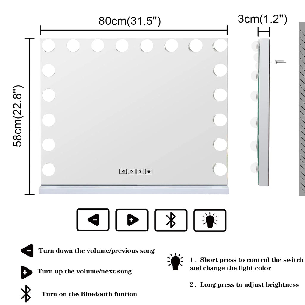 White 32"x 23" Lighted Vanity Mirror D31366
