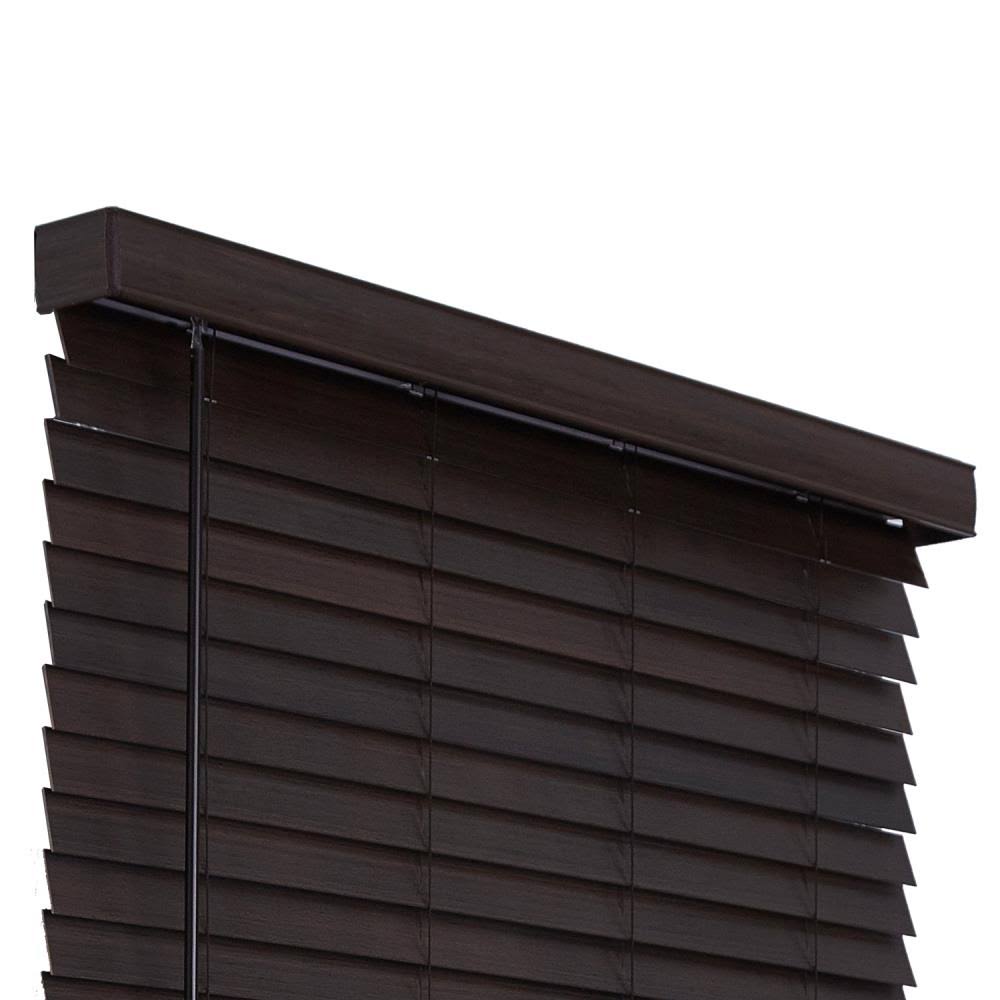 Walnut Faux Wood Cordless Room Darkening Horizontal Blinds R624525