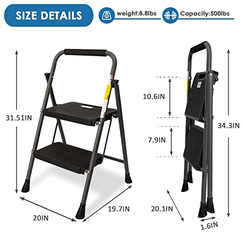 Grey Lightweight Folding Step Stool with Anti-Slip Pedal R5481