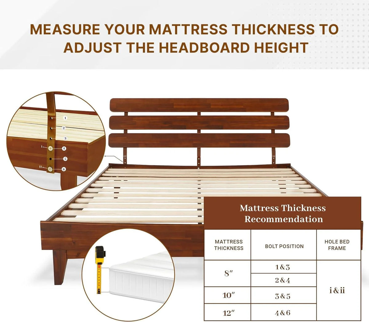 Queen Bed Frame with Adjustable Headboard K523