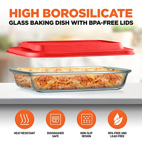4-Piece Glass Baking Dish with Lids Set F7608