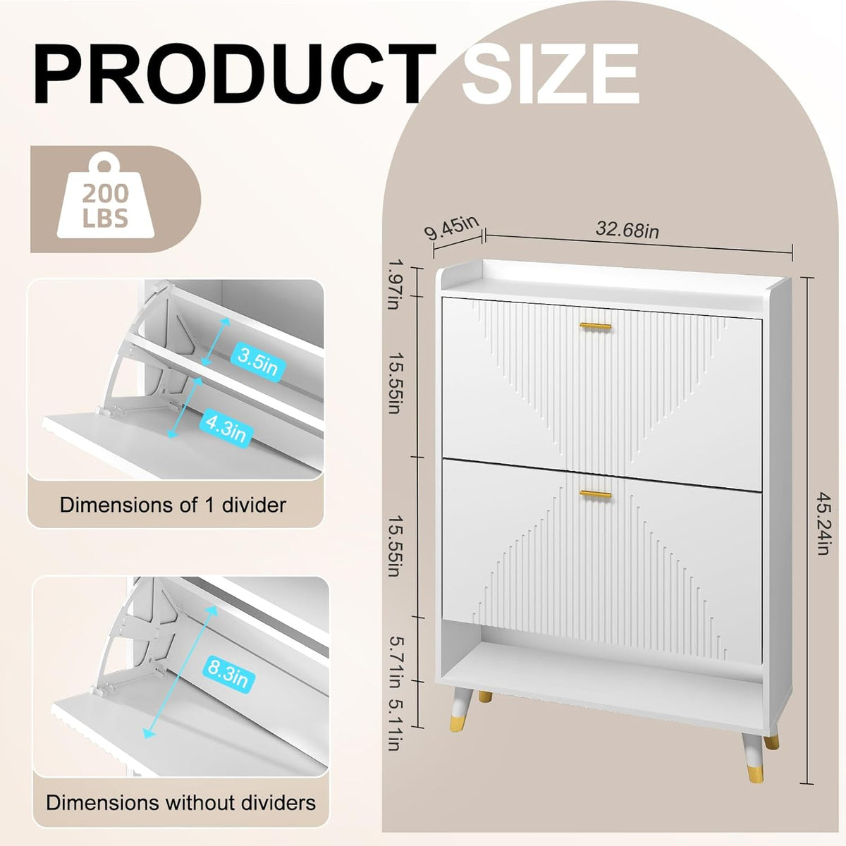 White Slim Shoe Storage Cabinet with Drawer A35397