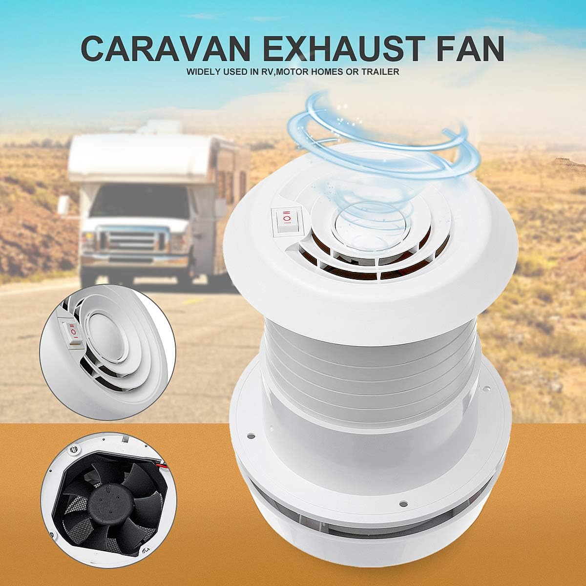 12V Roof Vent Exhaust Cooling Fan with LED Light Q894986