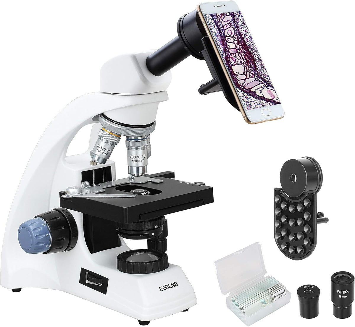 40X-2000X LED Compound Lab Microscope with Phone Adapter Mechanical Stage Abbe Condenser J47287