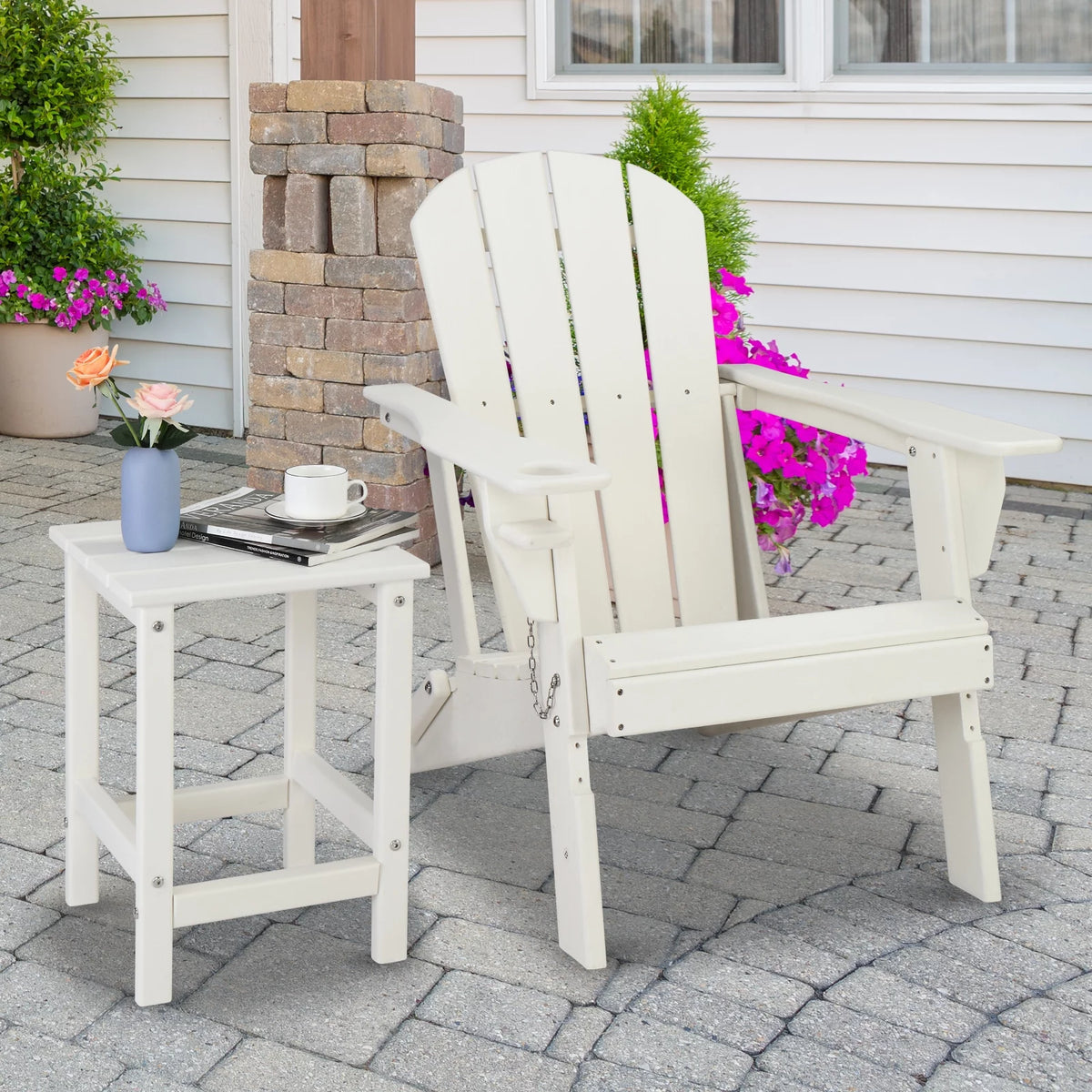 Black HDPE Weather Resistant Square Side Table U3533