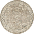 Beige Brown Gray Round Floral Rug W27012