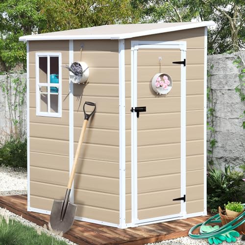 6x3 FT Waterproof Resin Outdoor Storage Shed with Floor and Double Lockable Doors R962