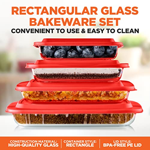 4-Piece Glass Baking Dish with Lids Set F7608
