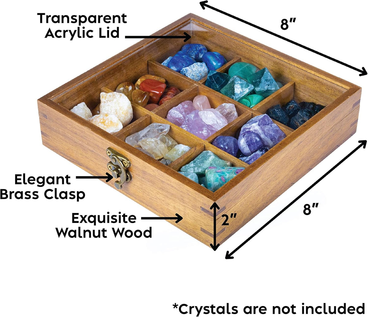 9 Grid Crystal Display Case with Acrylic Lid D185