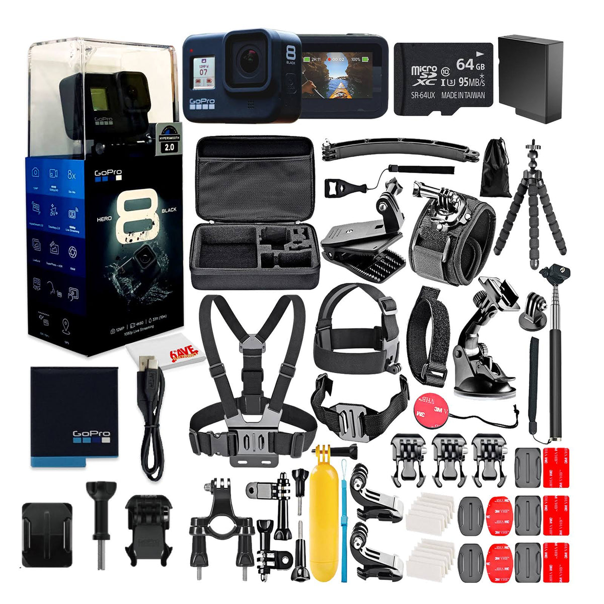 Black Digital Action Camera Waterproof Touch Screen 4K UHD U311230
