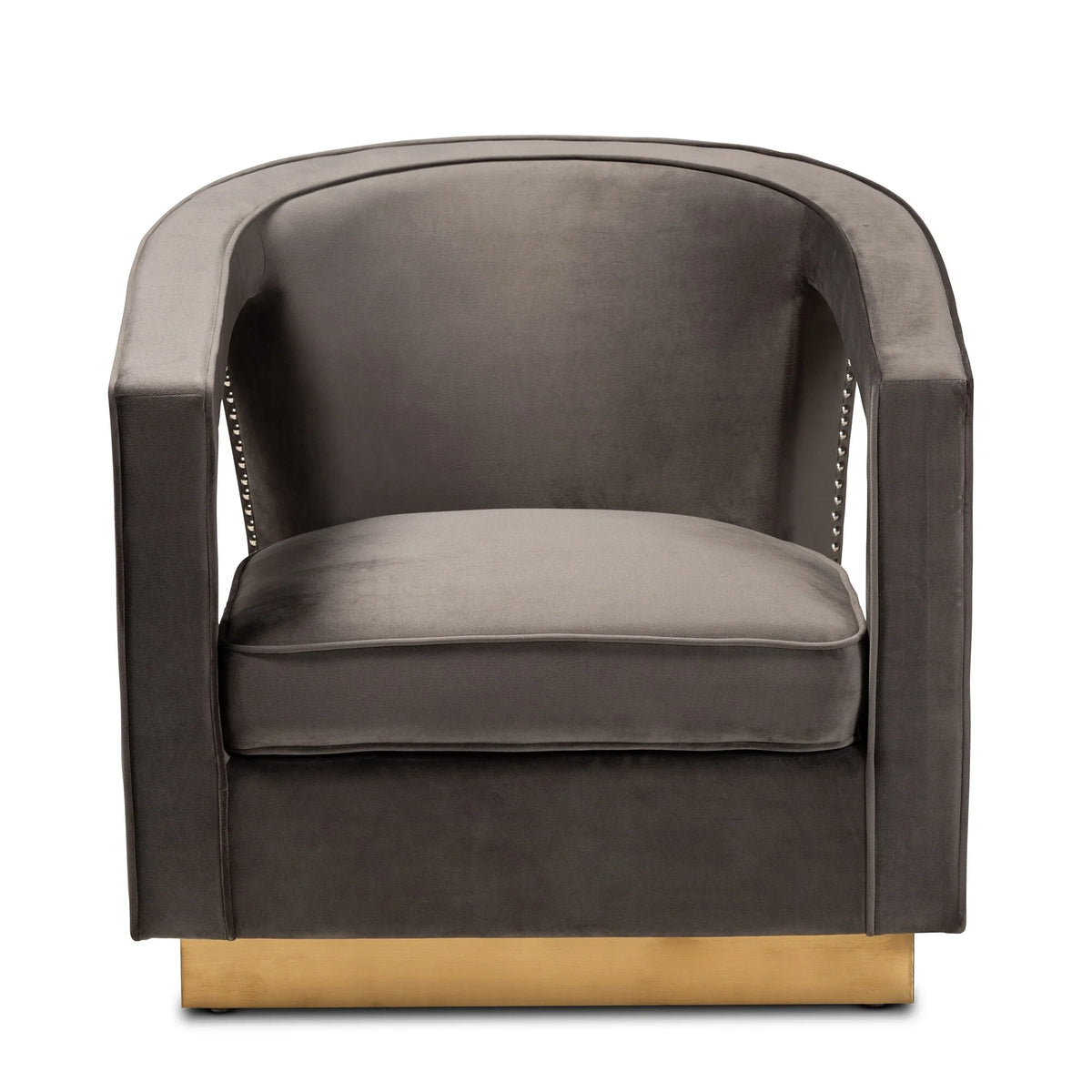 Grey Velvet and Metal Armchair L1272