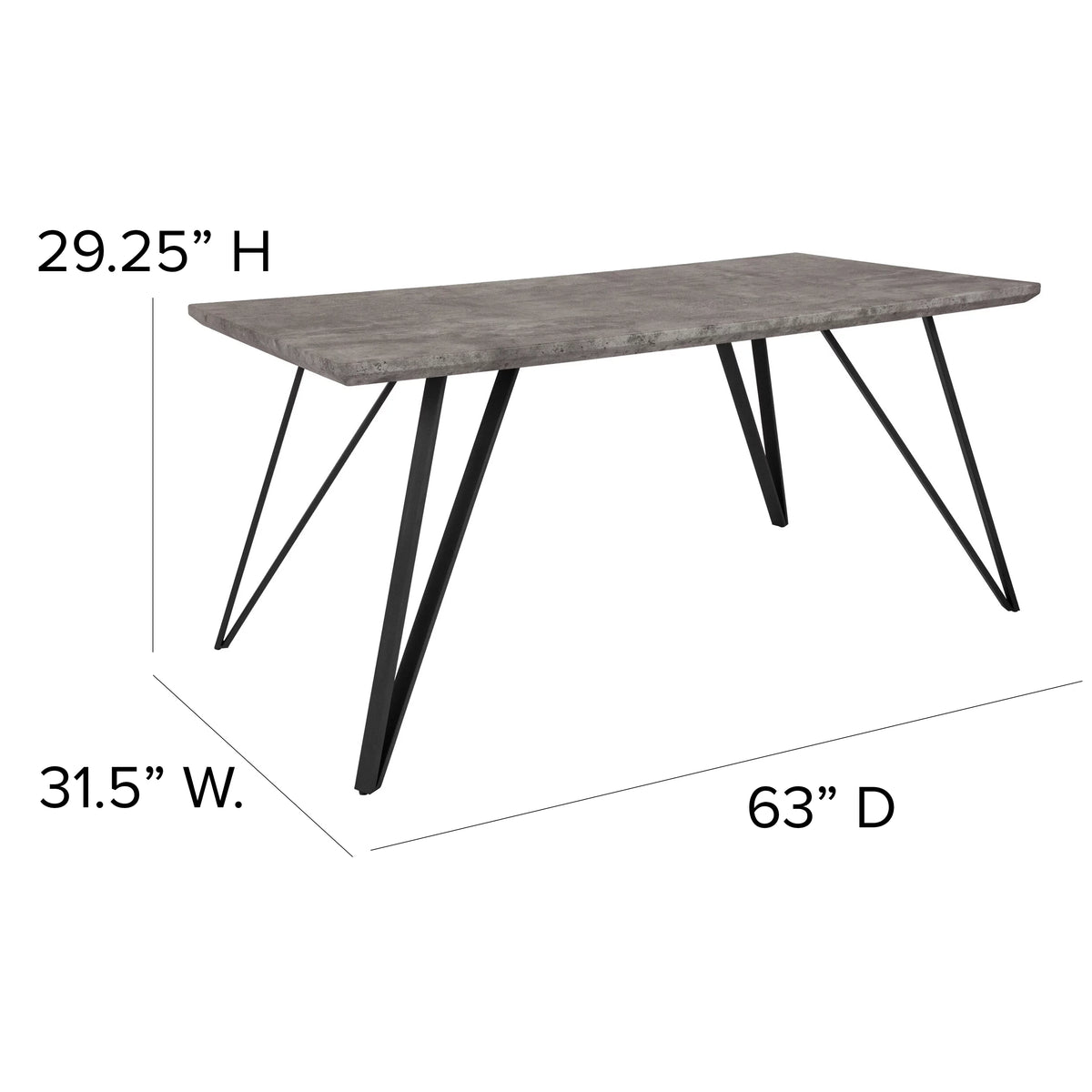 Rectangular Dining Table Faux Concrete Finish N6482