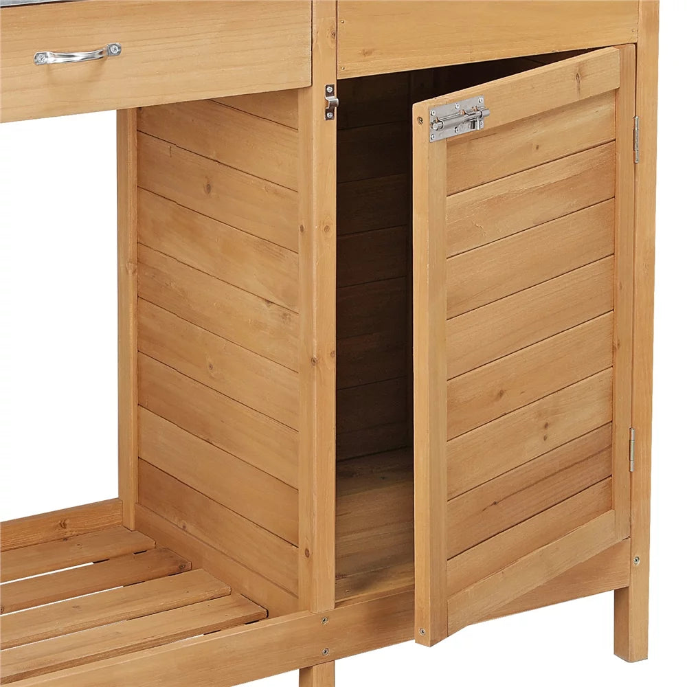 Garden Potting Bench with Cabinet Drawer K28215