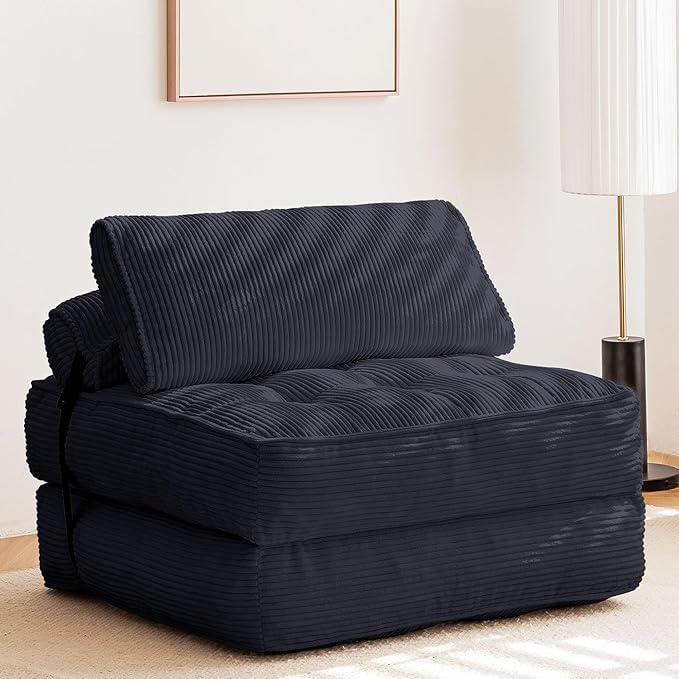 Folding Sofa Bed Convertible Sleeping Chair with Pillow Black U863979