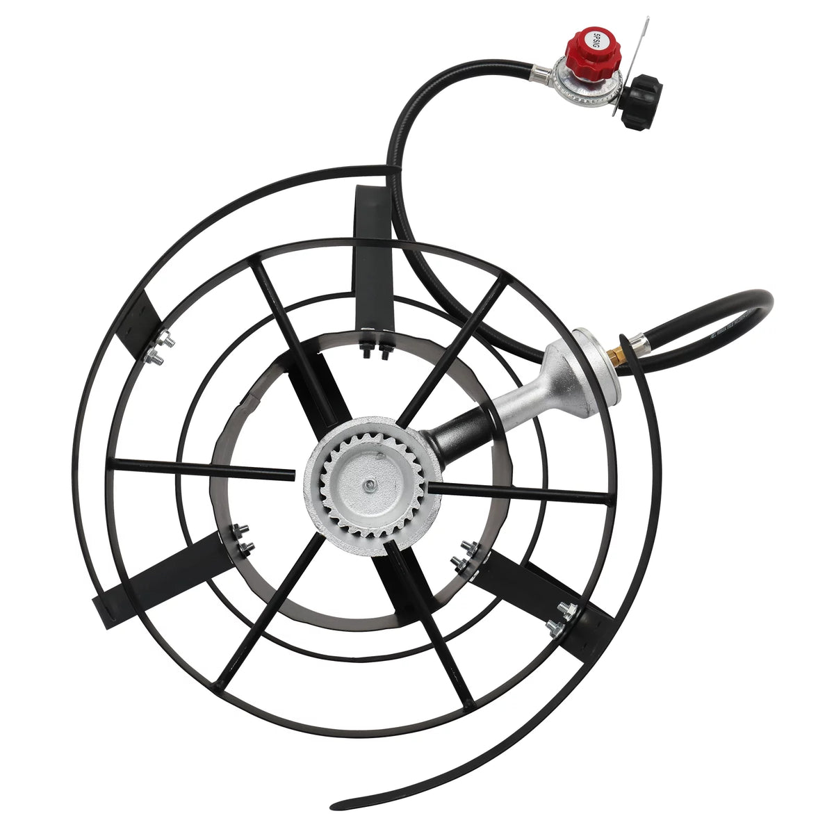Black Round Iron Stove Frame, Silver Aluminum 30qt Turkey Pot 10qt Fish Pot Y4779