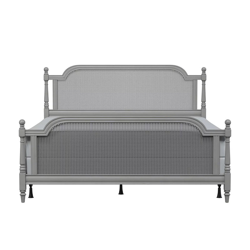 King Wood and Cane Bed French Gray A533