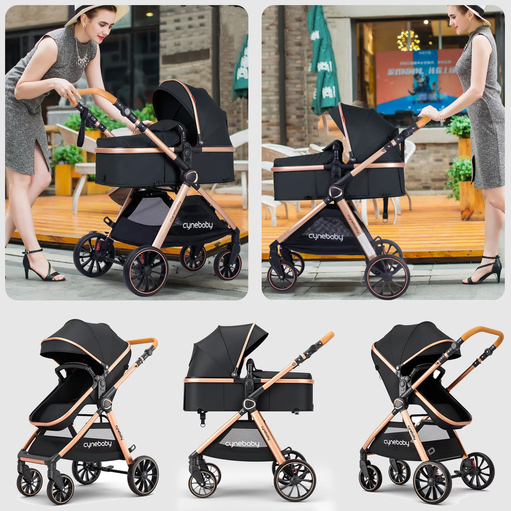 2 in 1 Convertible Baby Stroller Bassinet, Black J8267