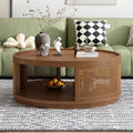 Brown Round PE Rattan Coffee Table L39553