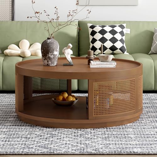 Brown Round PE Rattan Coffee Table L39553