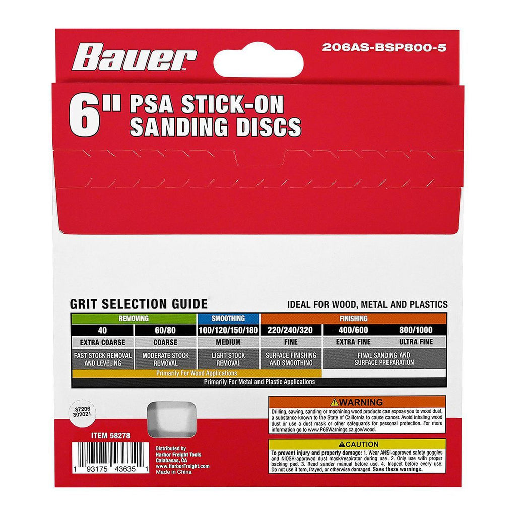 6 in. 800 Grit PSA Sanding Discs 5 Pack S1894