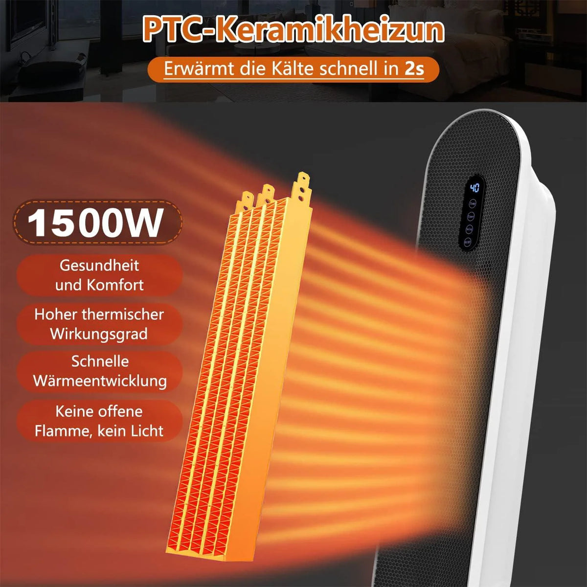 1500W White Electric Ceramic Tower Space Heater L54087