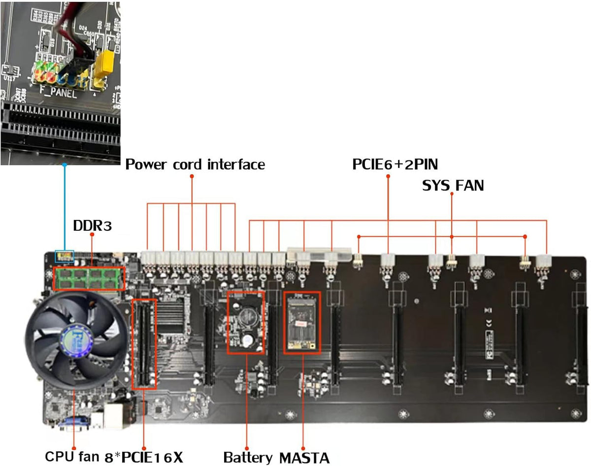 Mining Rig Frame 8 GPU 70mm Slots with 8 Fans R28061