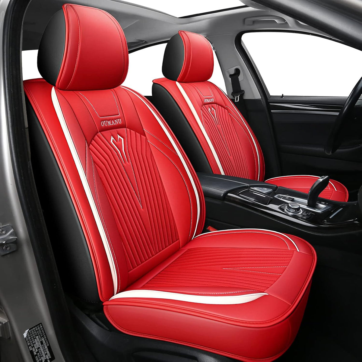 Black PU Leather Car Seat Covers Full Set 5 Seats W783367