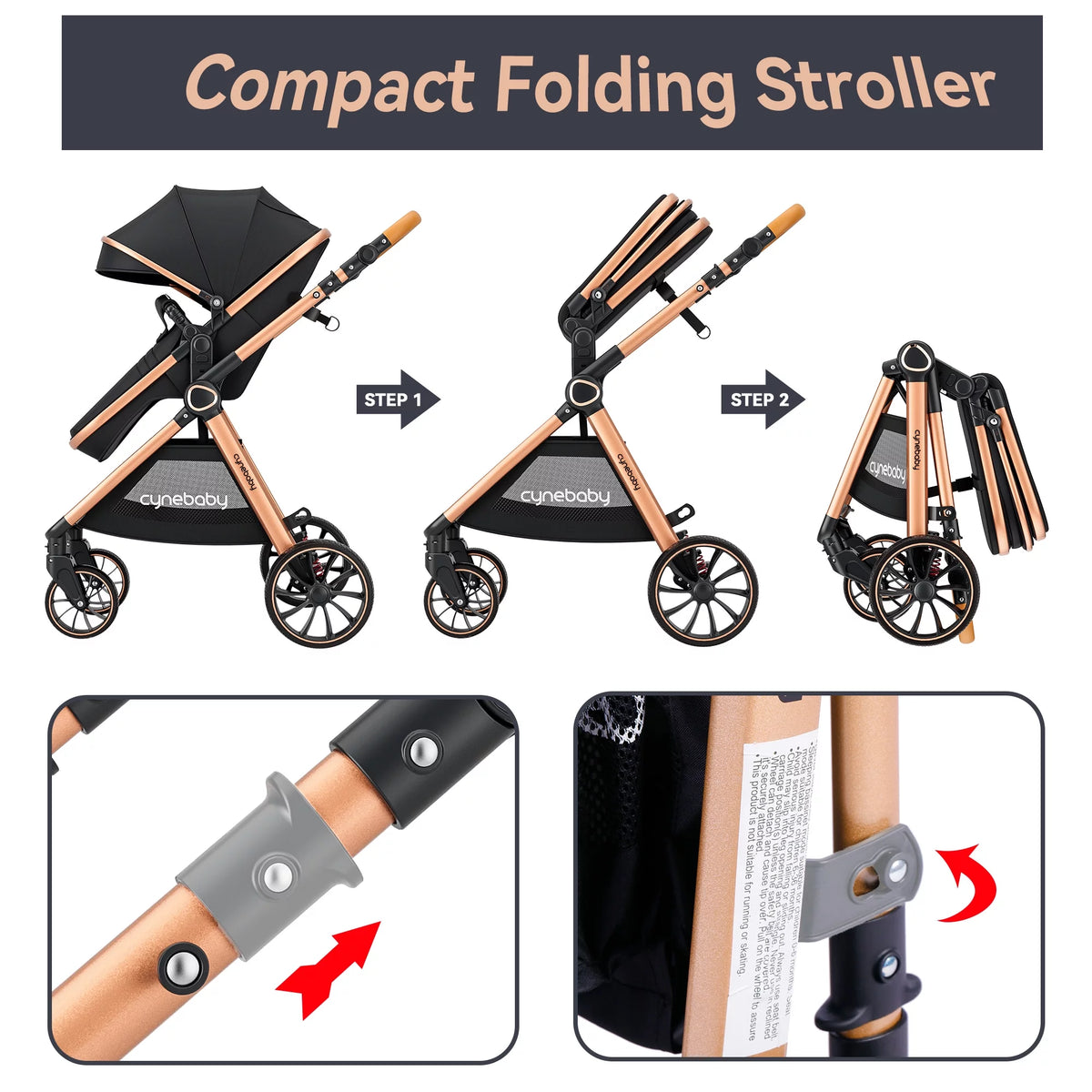 2 in 1 Convertible Baby Stroller Bassinet, Black J8267