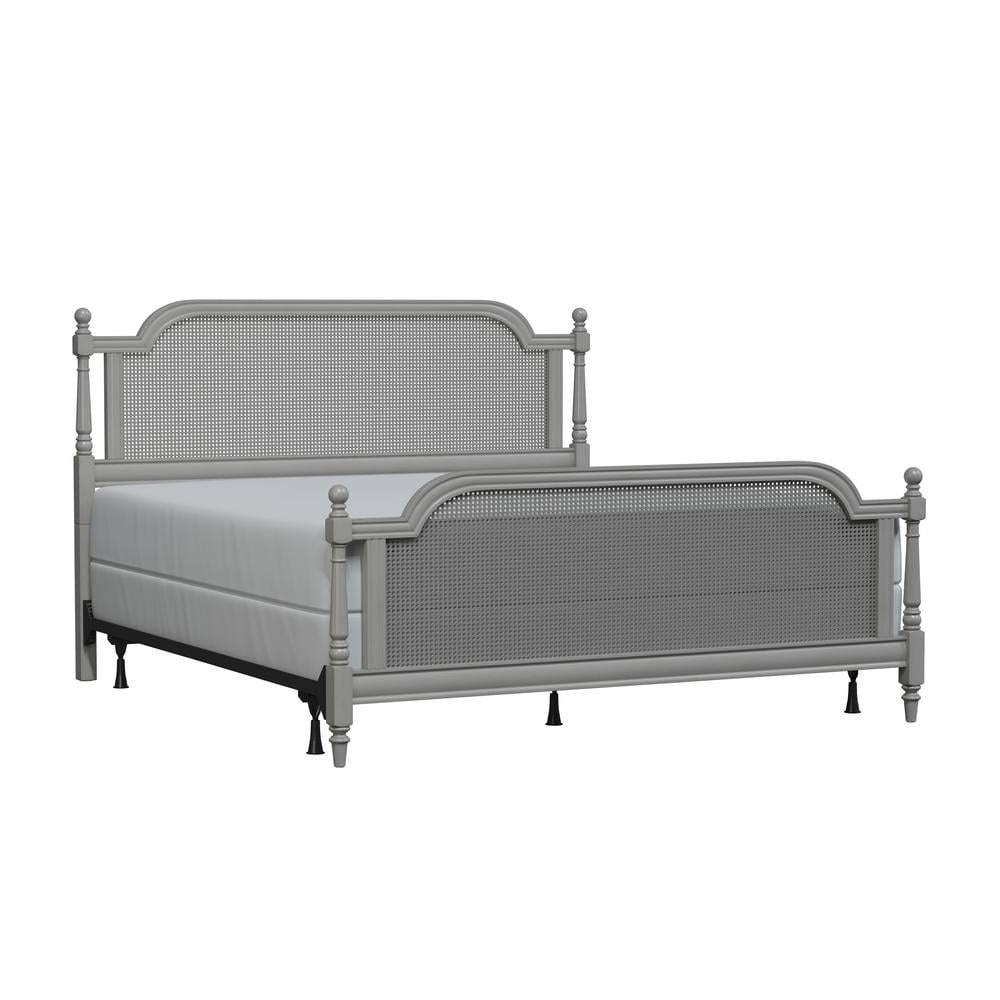 King Wood and Cane Bed French Gray A533