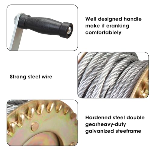 600lbs Capacity Manual Hand Crank Winch with 26.3FT Steel Cable K337633