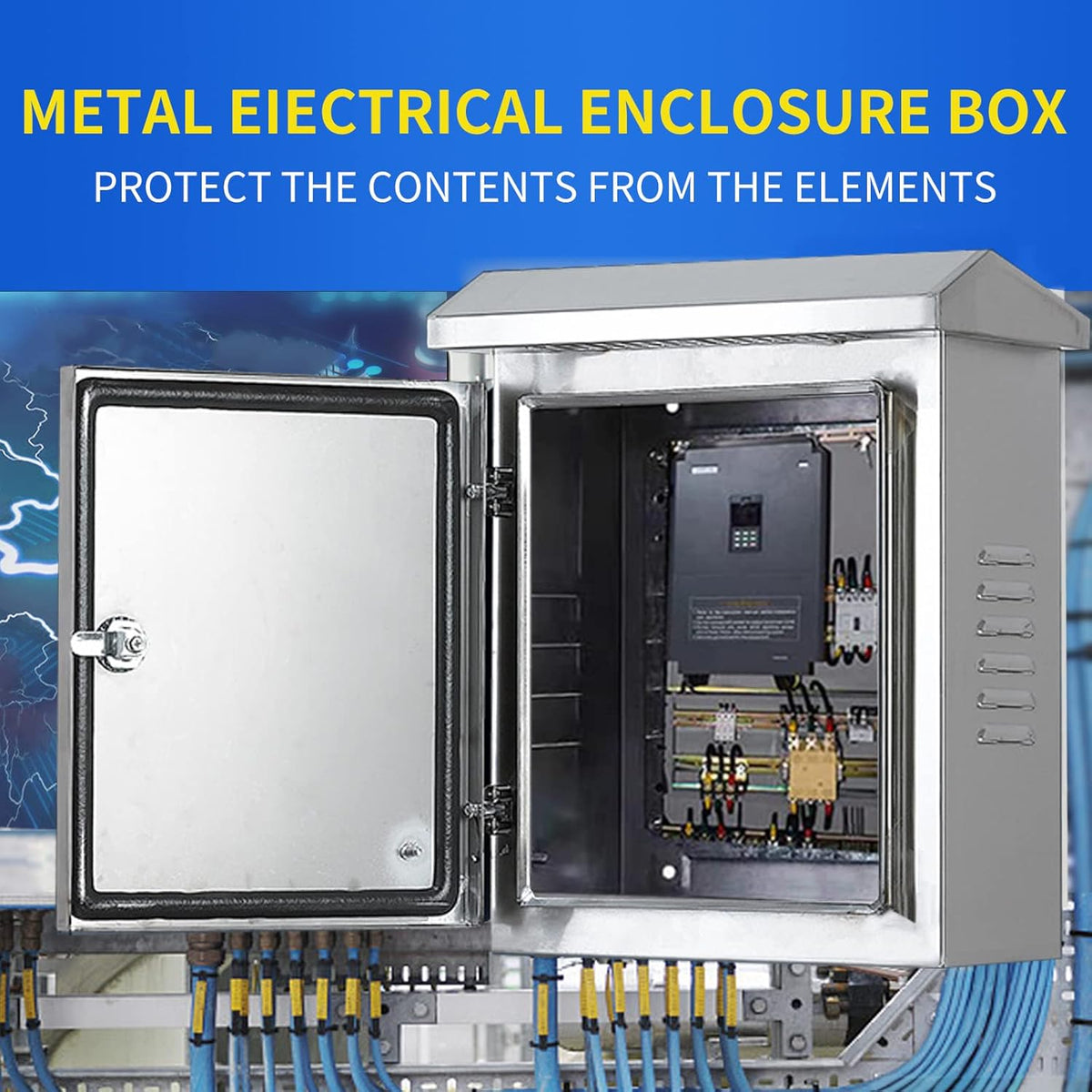 304 Stainless Steel Electrical Box 20'' x 16'' x 8'' IP65 Weatherproof Enclosure with Mounting Plate W11347