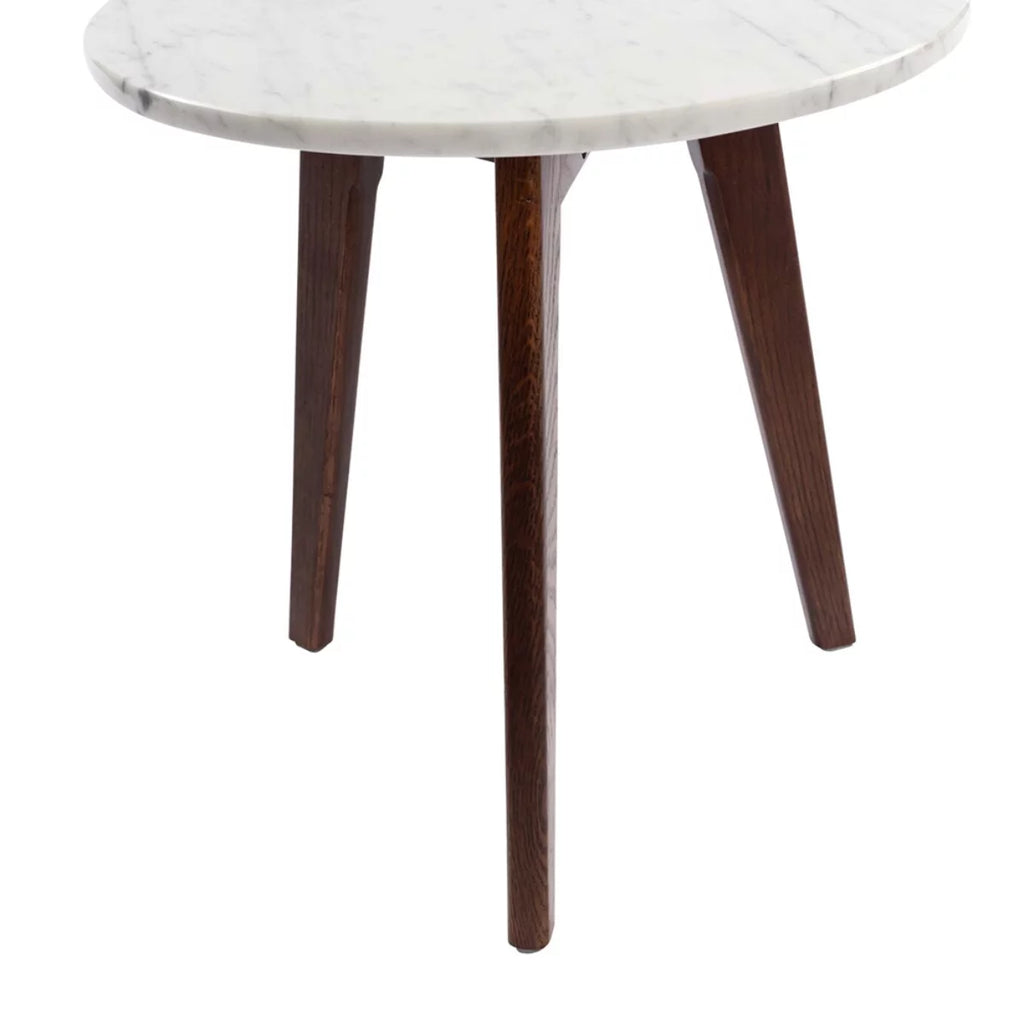 White and Brown Round Marble Side Table L407534