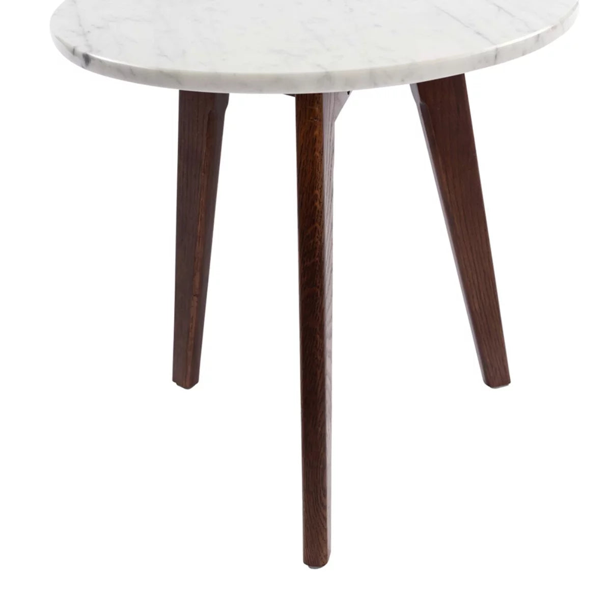White and Brown Round Marble Side Table L407534