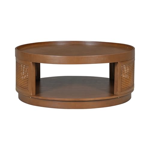 Brown Round PE Rattan Coffee Table L39553