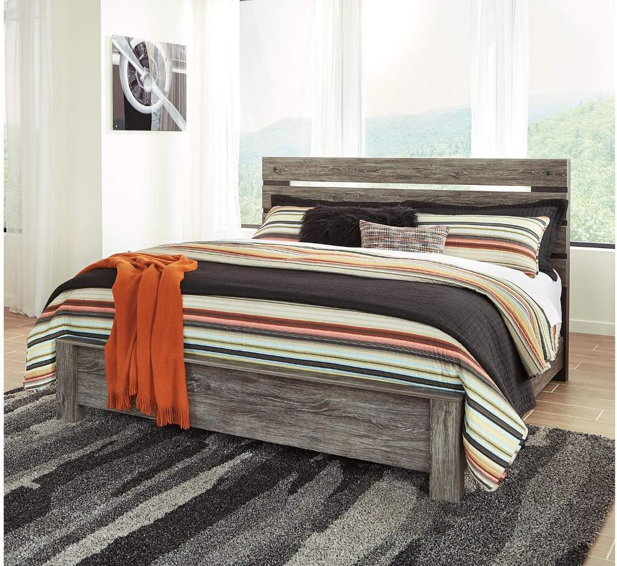 Rustic Open Slat Panel Headboard, Full, Weathered Gray U422617