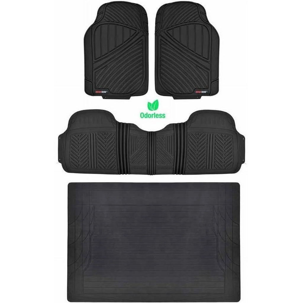 Black Beige Gray 4 Pieces Rubber Car Floor Mats with Trunk Cargo Mat Z938